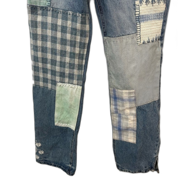 We The Free For Free People Steinbeck Patchwork Straight Leg Denim Jeans Size 27 - Picture 6 of 16